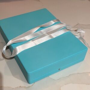 Tiffany & Co Blue necklace box with White Ribbon and exterior box